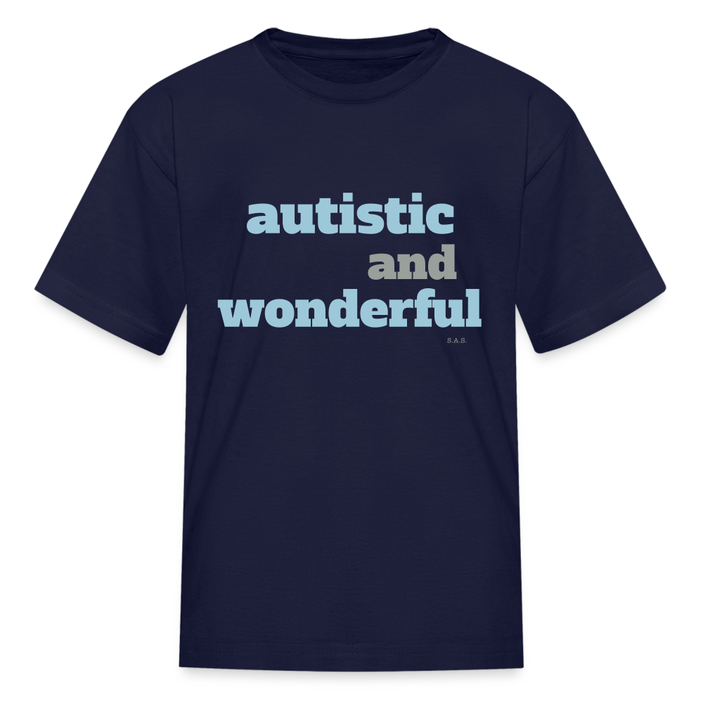 Autistic and Wonderful Kids' T-Shirt | Fruit of the Loom 3931B - navy