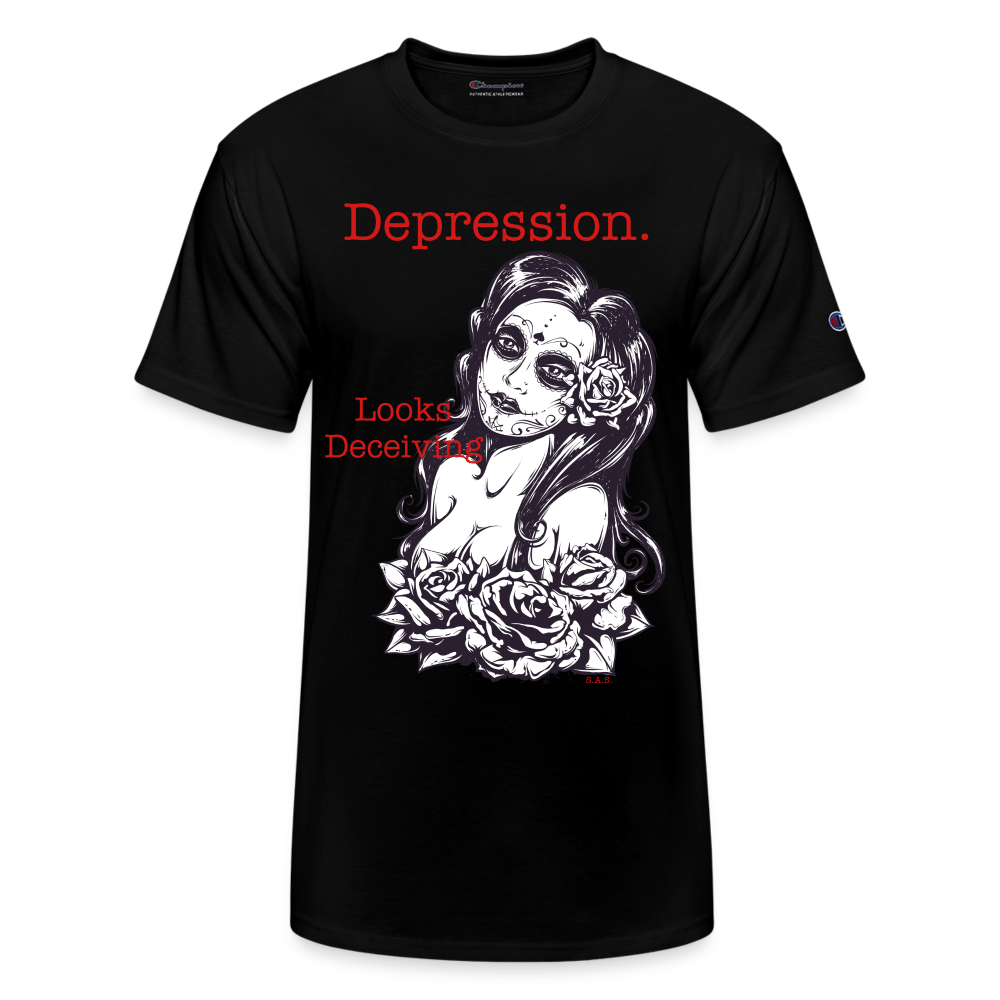 Never Judge Champion Unisex T-Shirt - black
