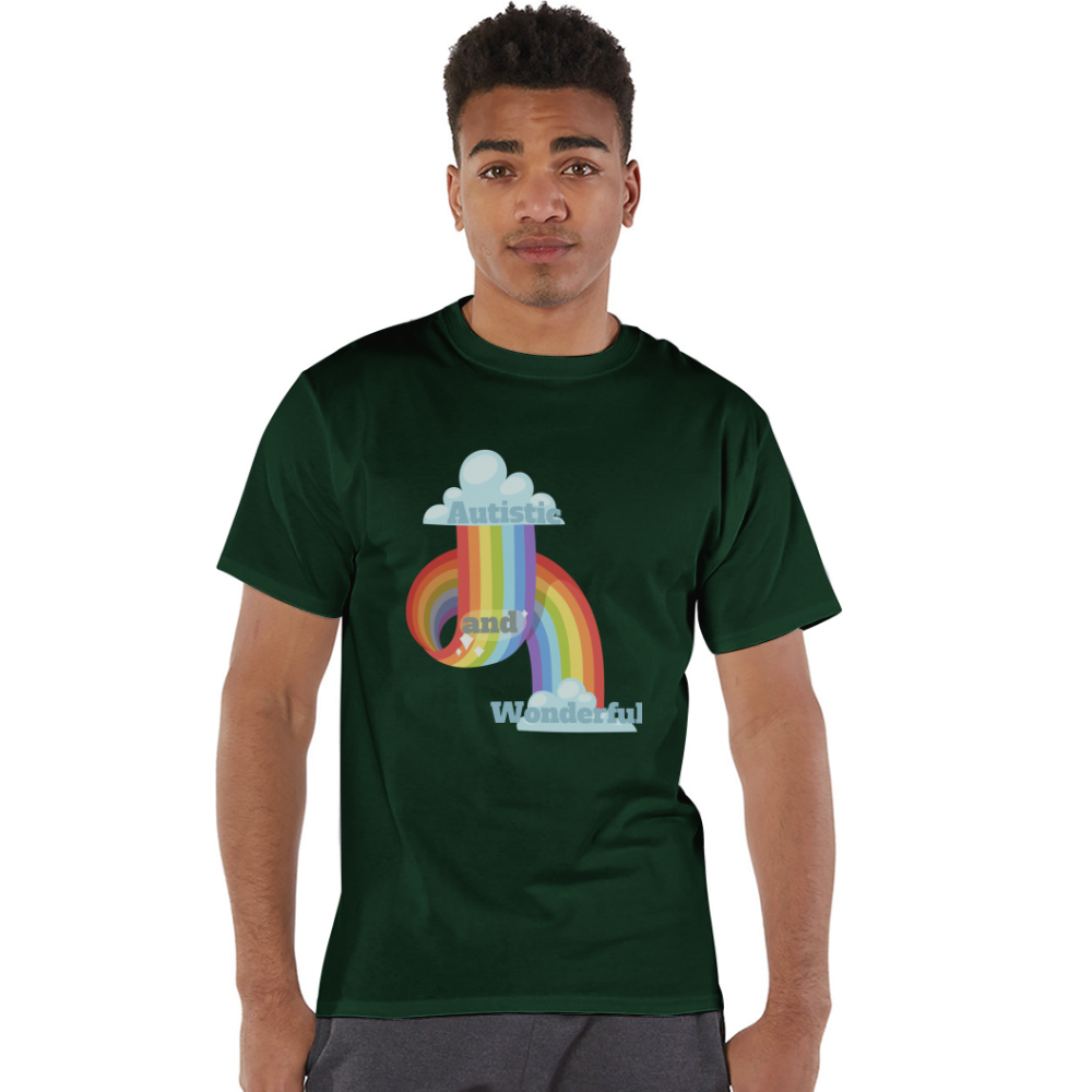 Autistic and Wonderful Champion Unisex T-Shirt - Dark Green