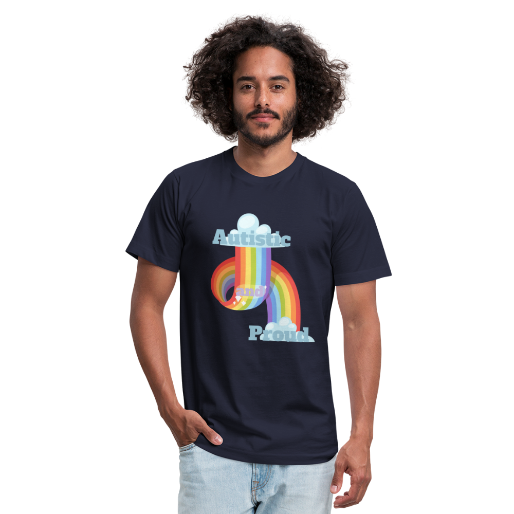 Autistic and Proud Unisex Jersey T-Shirt | Bella + Canvas - navy