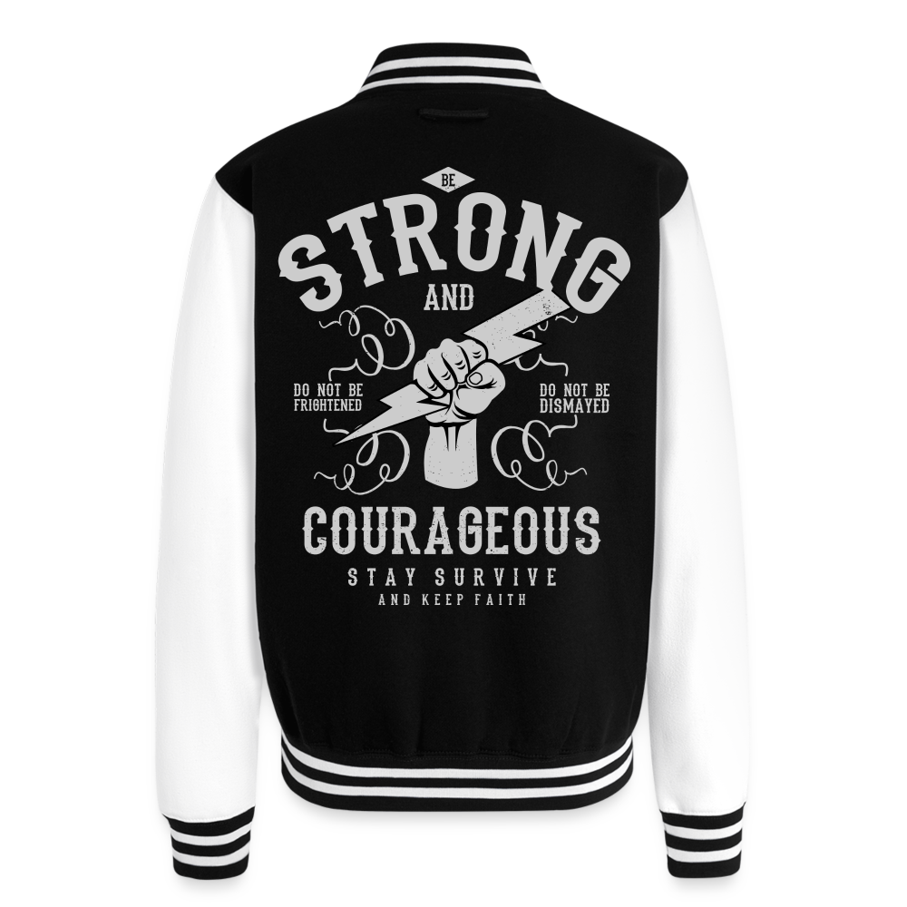 Autism is powerful Just Hoods Heavyweight Letterman Jacket - black/white