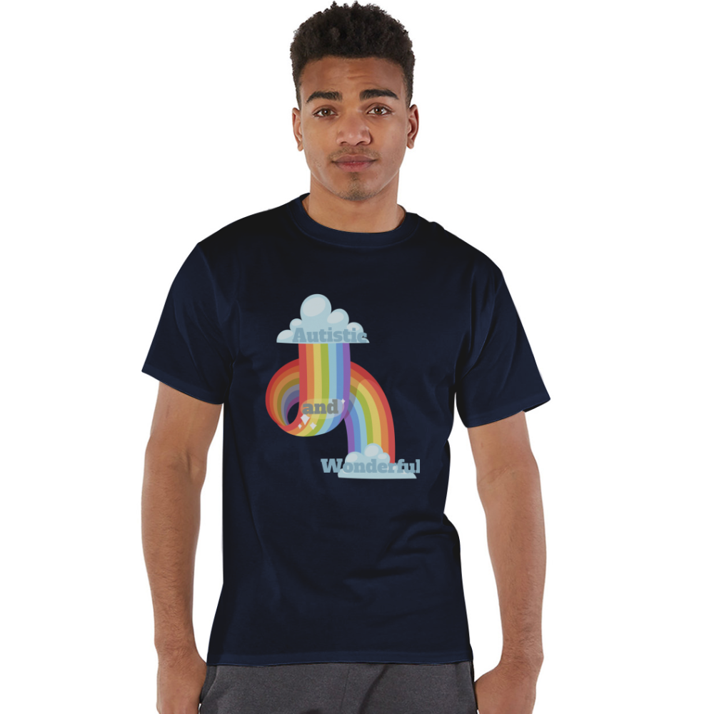 Autistic and Wonderful Champion Unisex T-Shirt - navy
