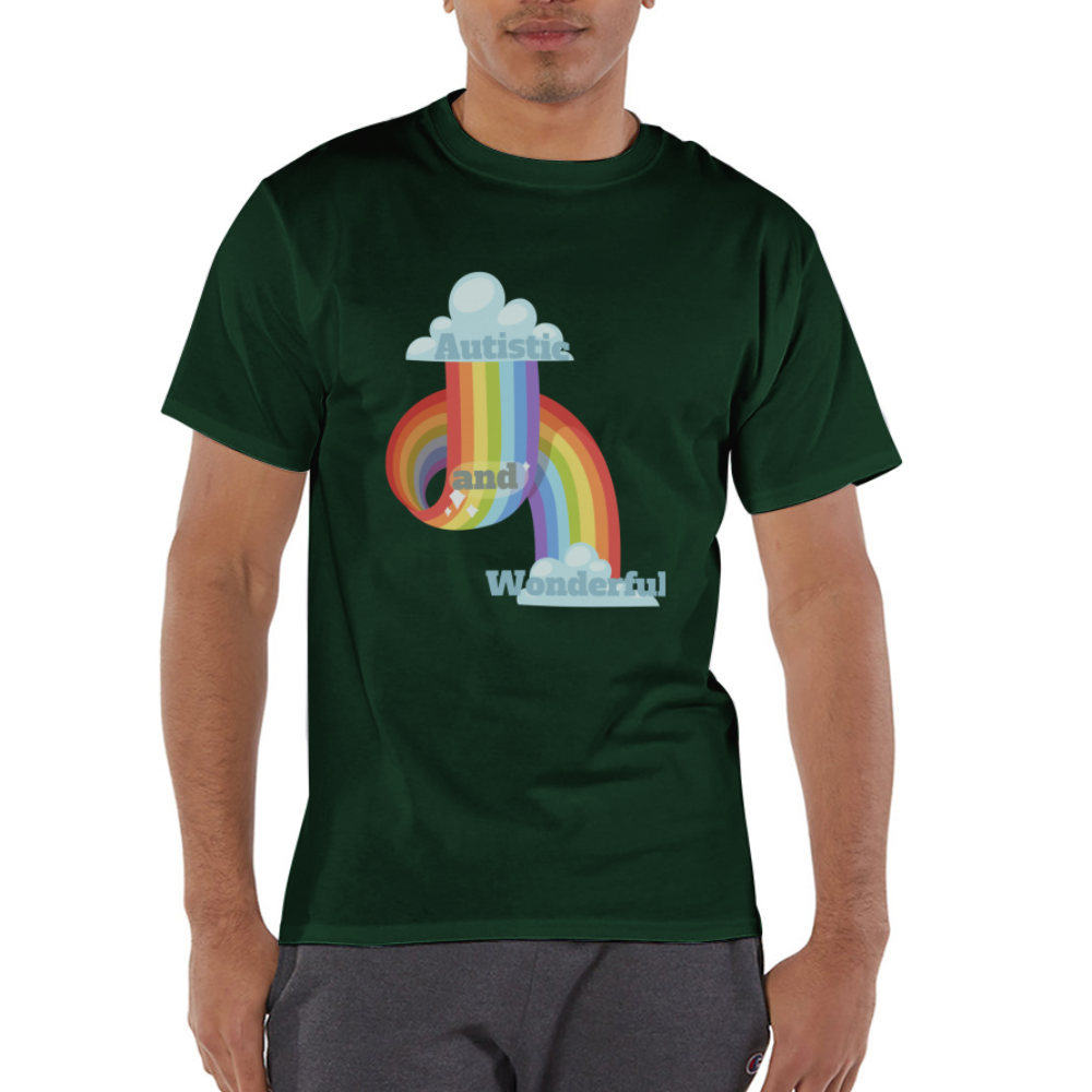 Autistic and Wonderful Champion Unisex T-Shirt - Dark Green