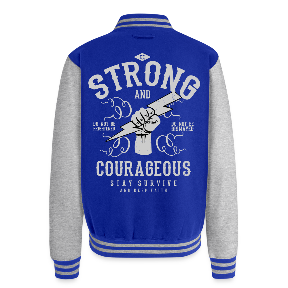 Autism is powerful Just Hoods Heavyweight Letterman Jacket - royal/heather grey