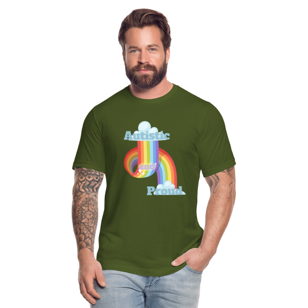 Autistic and Proud Unisex Jersey T-Shirt | Bella + Canvas - olive