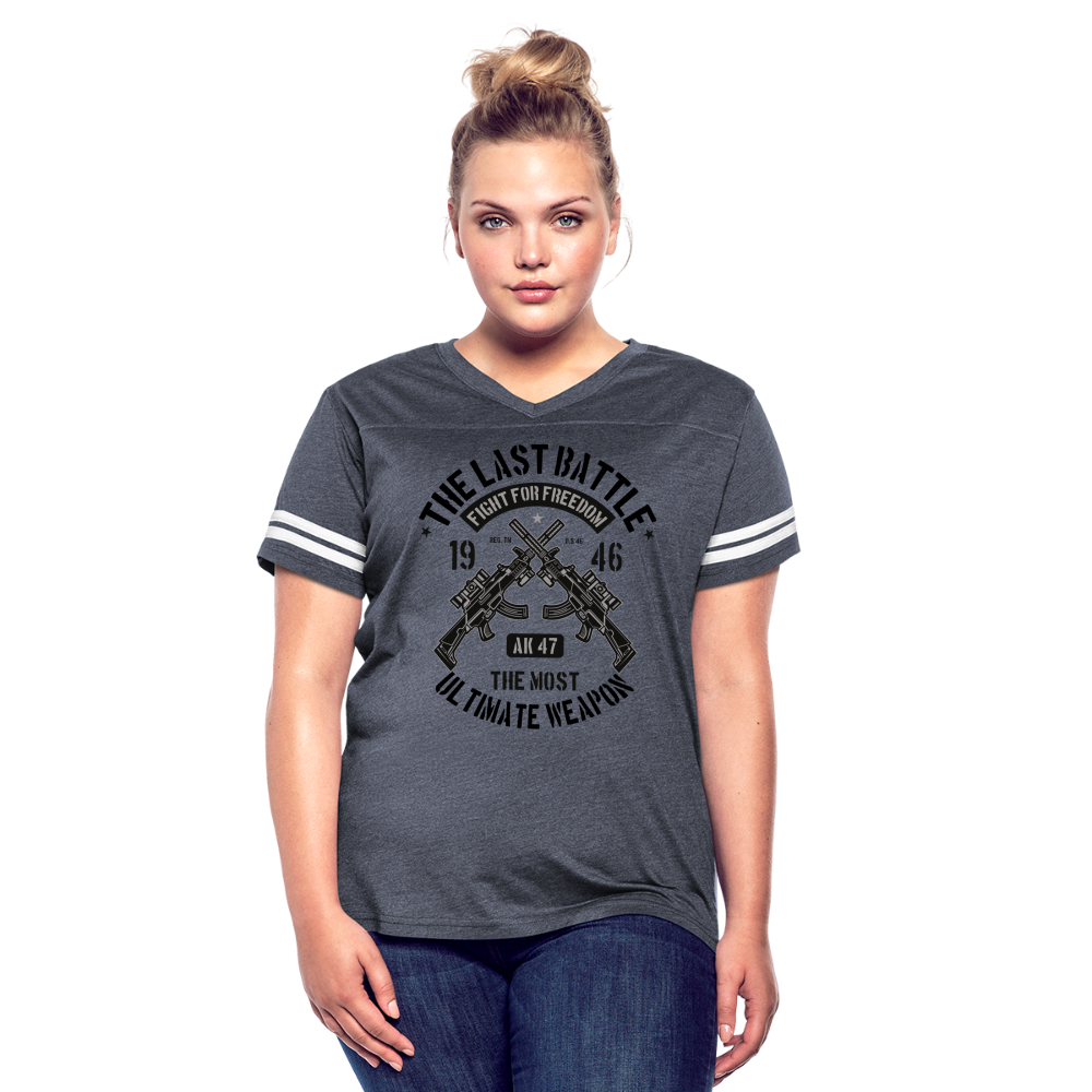 AK 47 Women's Cropped T-Shirt - vintage navy/white
