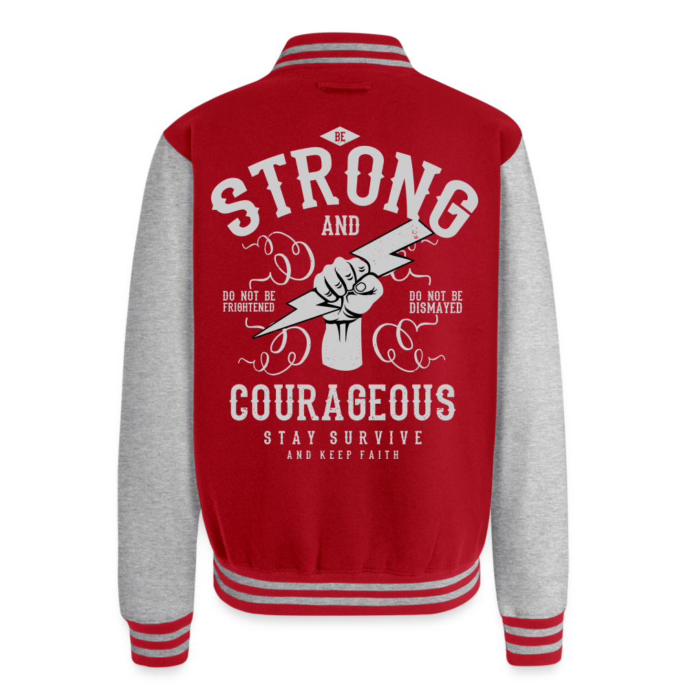 Autism is powerful Just Hoods Heavyweight Letterman Jacket - red/heather grey