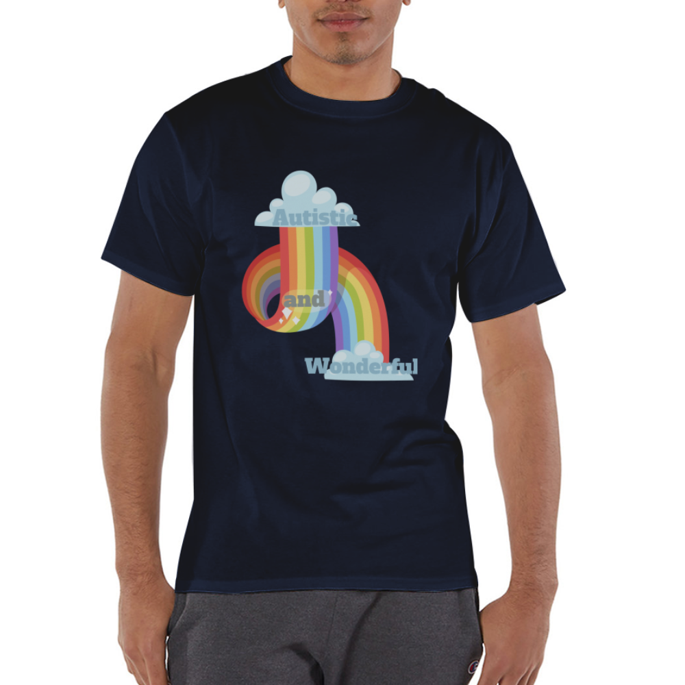 Autistic and Wonderful Champion Unisex T-Shirt - navy