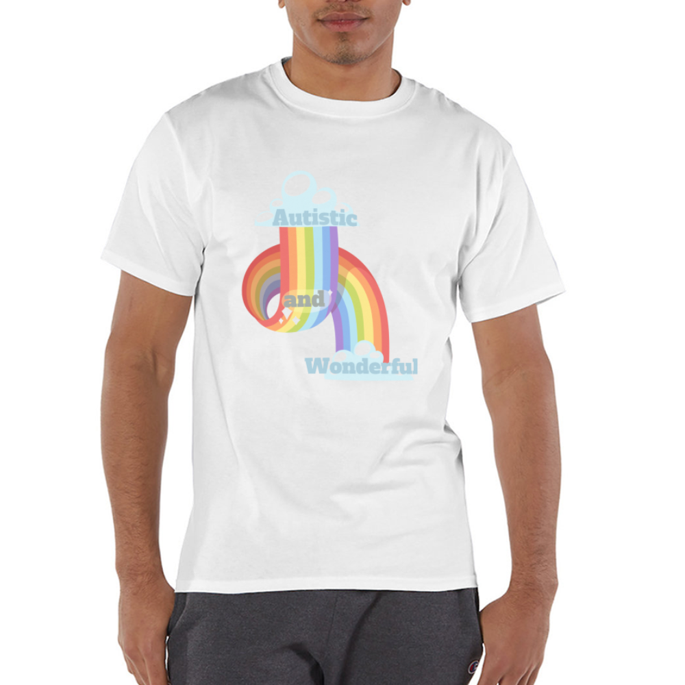 Autistic and Wonderful Champion Unisex T-Shirt - white