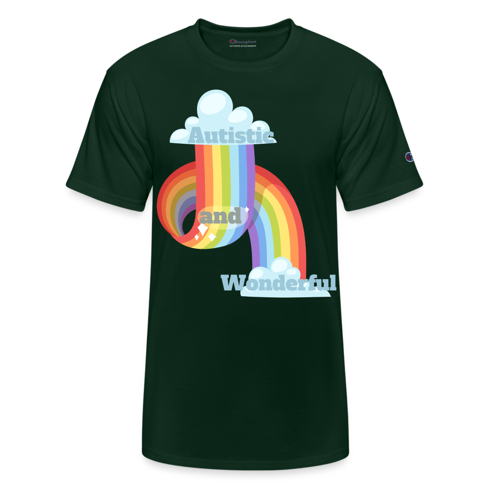 Autistic and Wonderful Champion Unisex T-Shirt - Dark Green