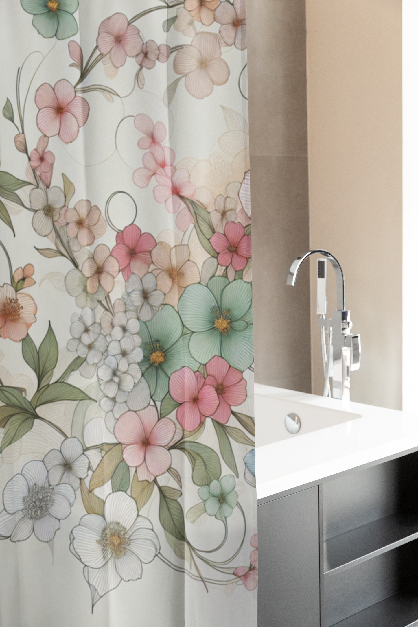 Floral Elegance Shower Curtain - Vibrant Botanical Design for Bathroom Décor