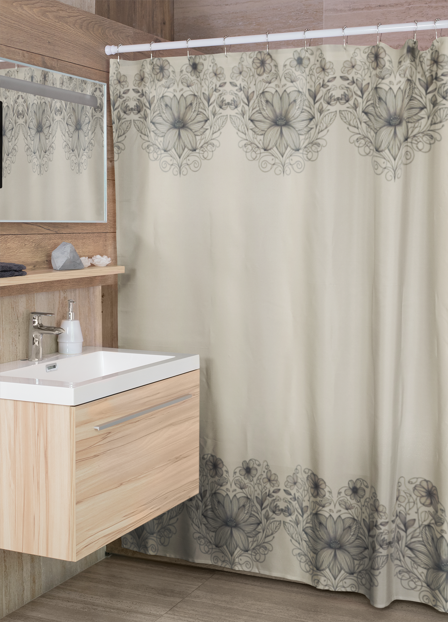 Elegant Floral Shower Curtain - Vintage Botanical Design