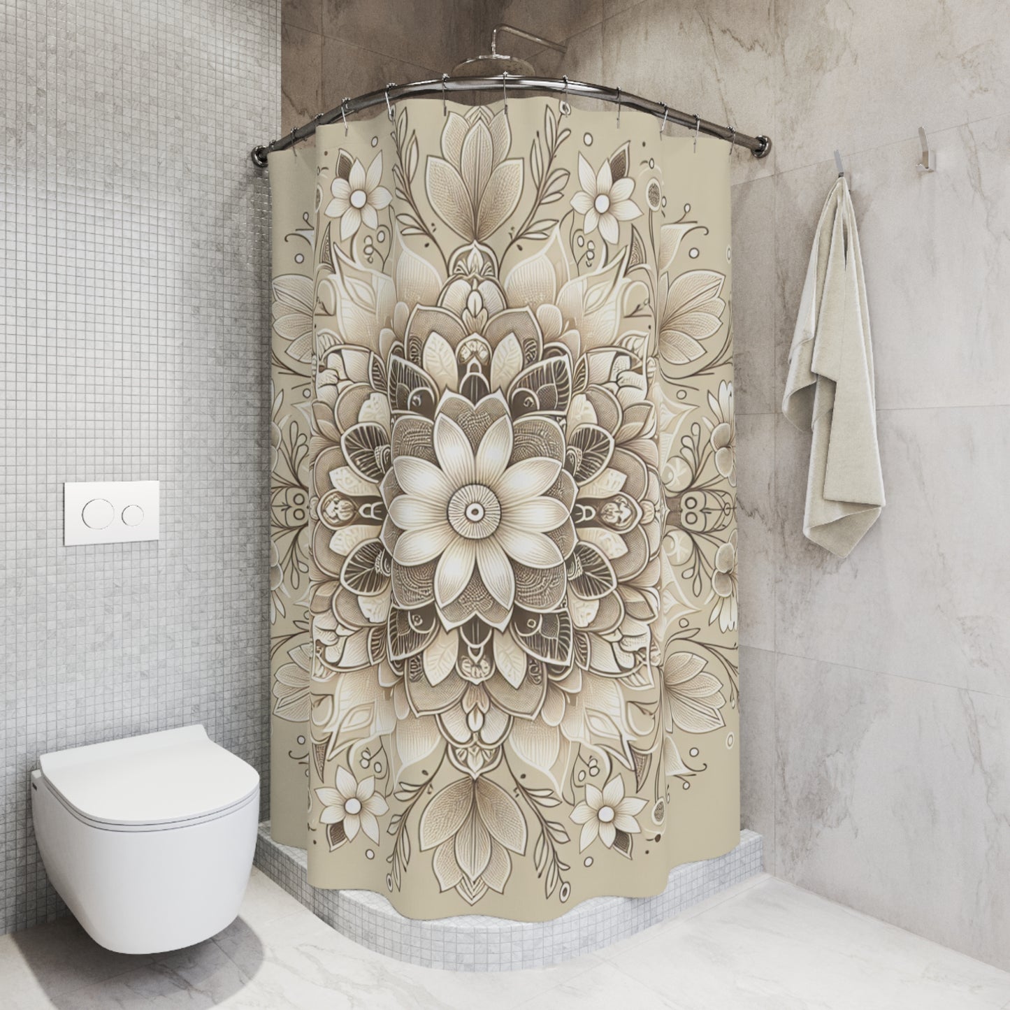 Elegant Floral Shower Curtain – Boho Chic Bathroom Decor