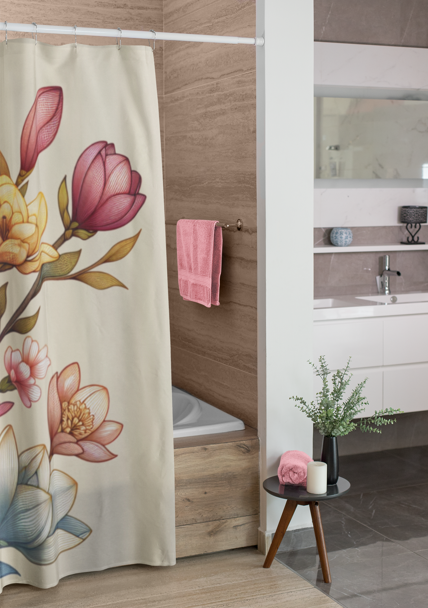 Elegant Floral Shower Curtain - Brighten Your Bathroom with Modern Decor