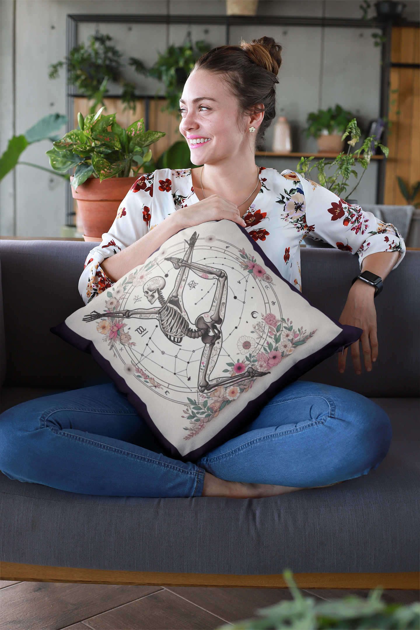 Astrological Skeleton Decorative Pillowcase