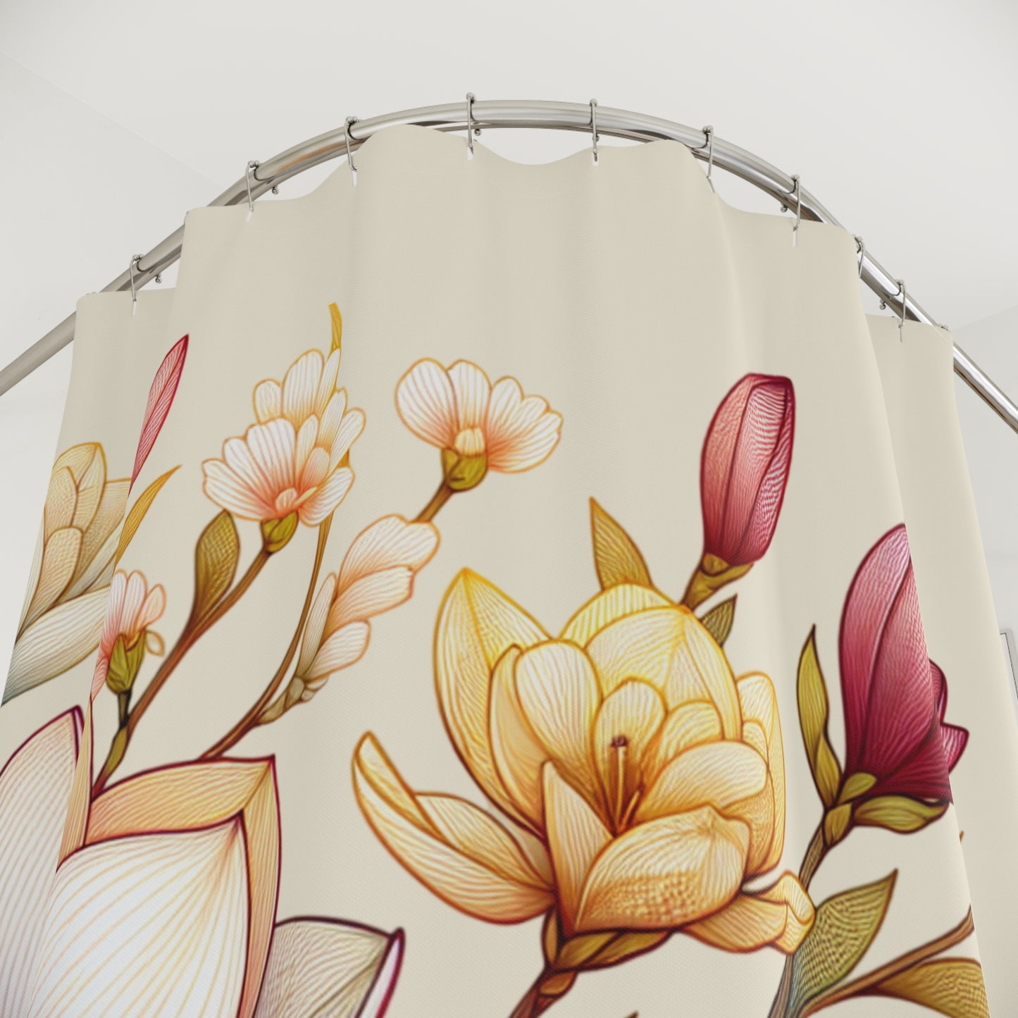 Elegant Floral Shower Curtain - Brighten Your Bathroom with Modern Decor