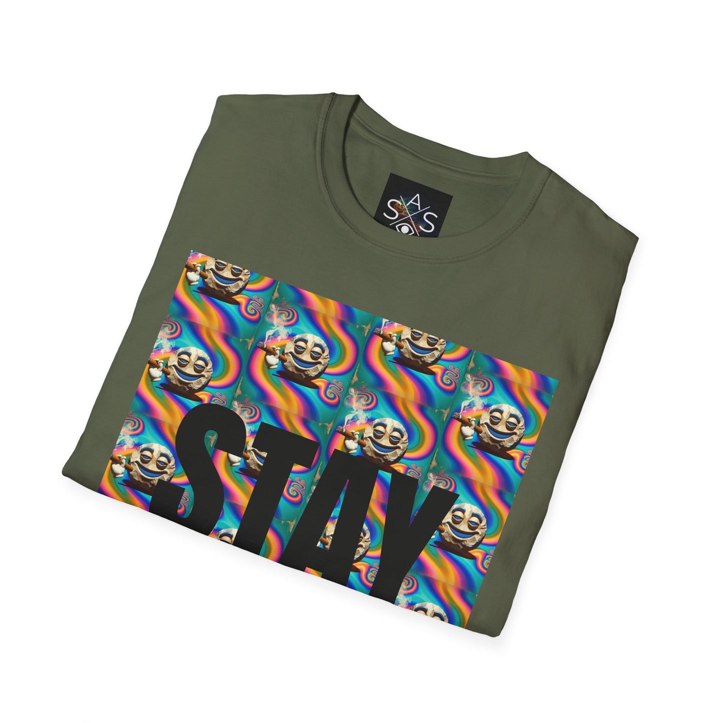 Stay Stoned Unisex Softstyle T-Shirt - Retro Vibe Graphic Tee for Fun Gatherings