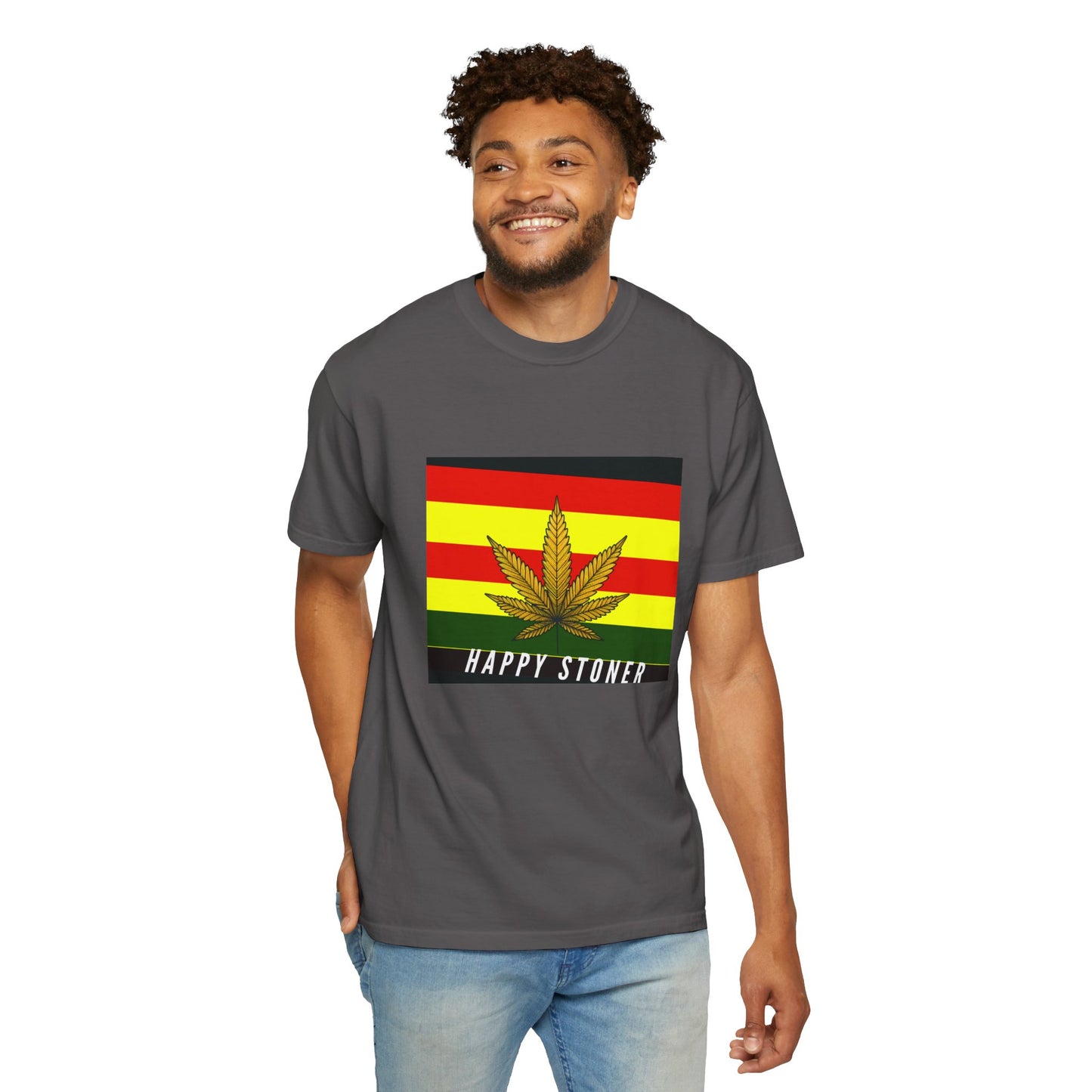 Happy Stoner Unisex Garment-Dyed T-shirt - Chill Vibes for Cannabis Enthusiasts