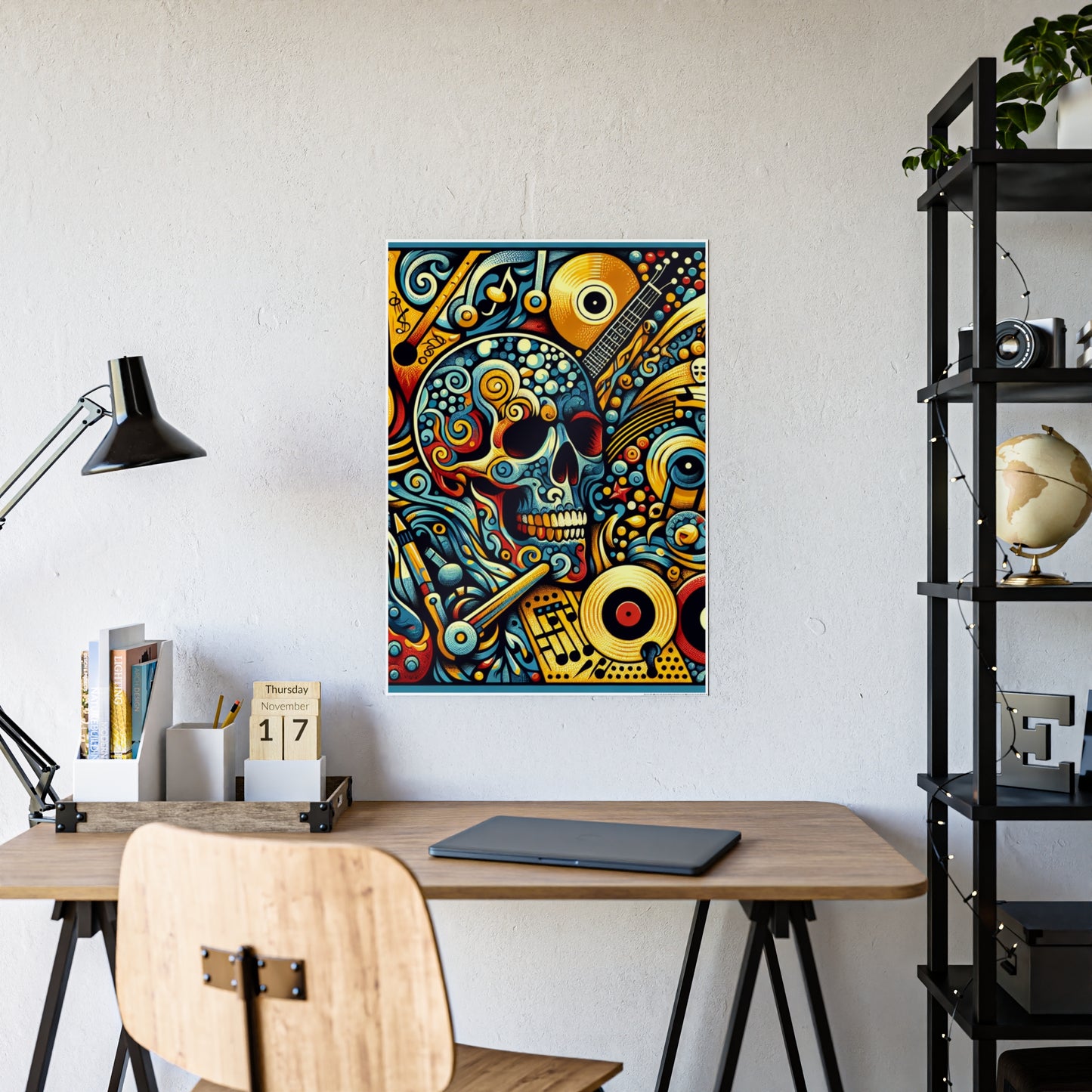 Skull Rock N Roll Gloss Posters