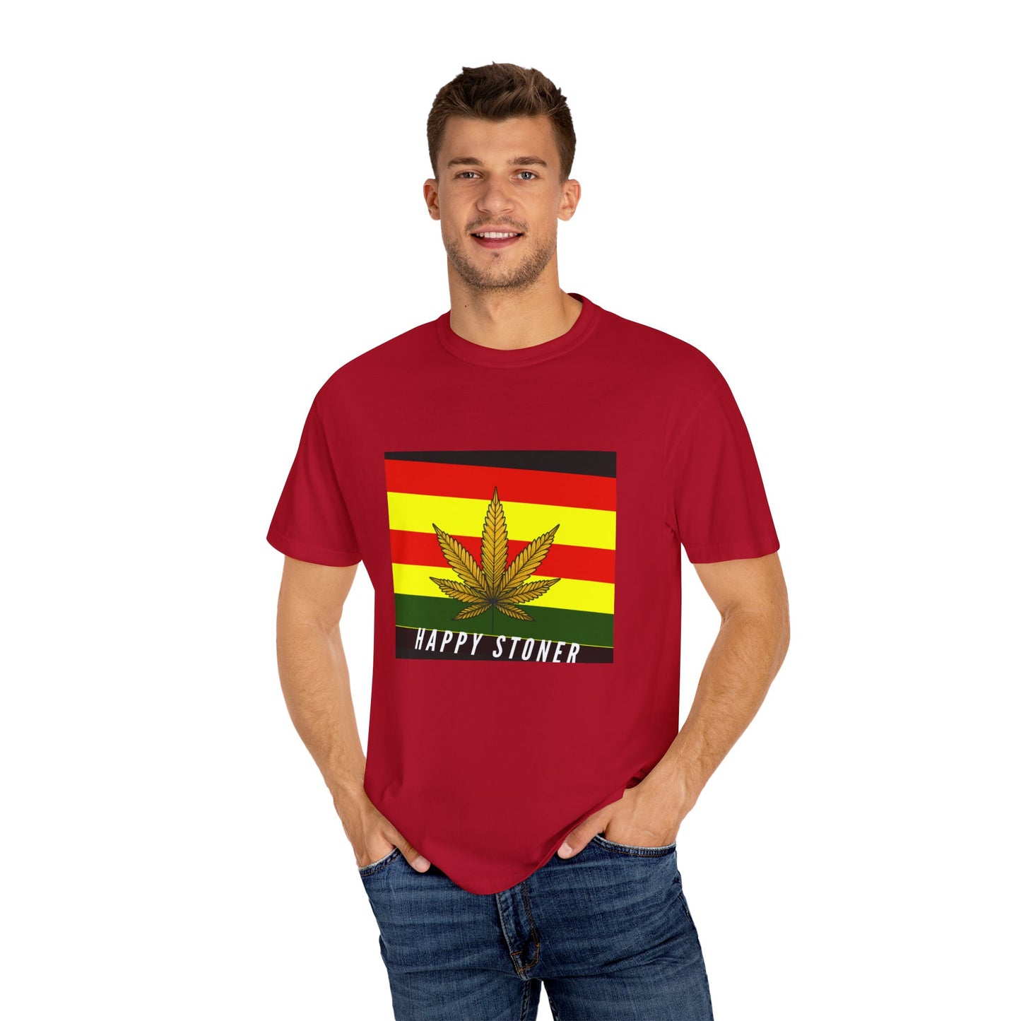 Happy Stoner Unisex Garment-Dyed T-shirt - Chill Vibes for Cannabis Enthusiasts