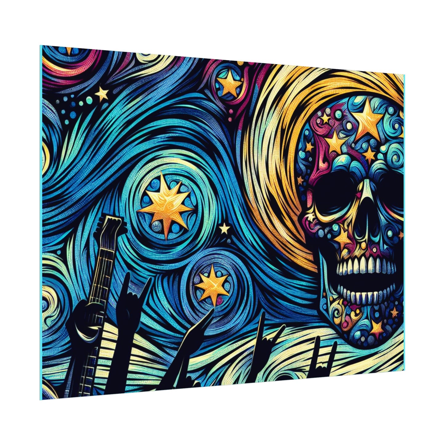 Midnight Rock N Roll Textured Watercolor Matte Posters