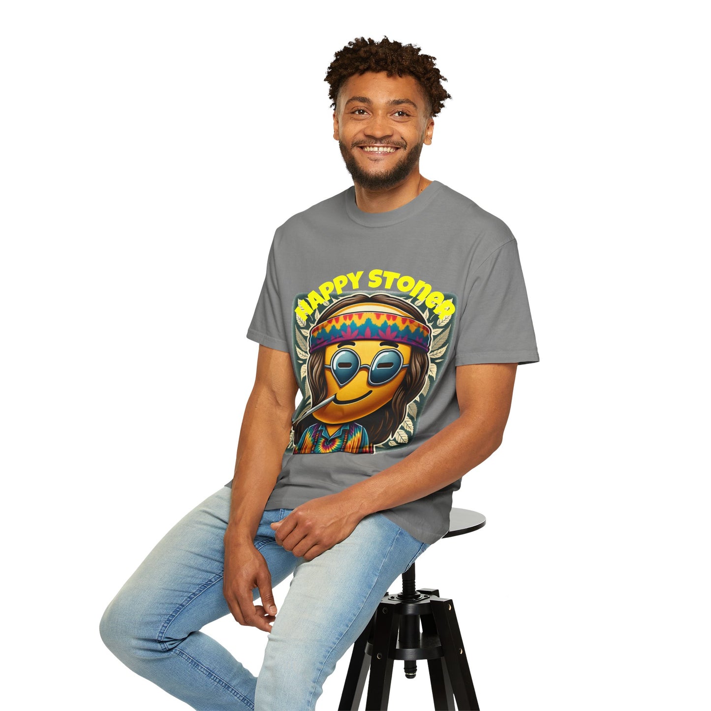 Happy Stoner Unisex Garment-Dyed T-Shirt | Chill Vibe Tee for Budding Enthusiasts