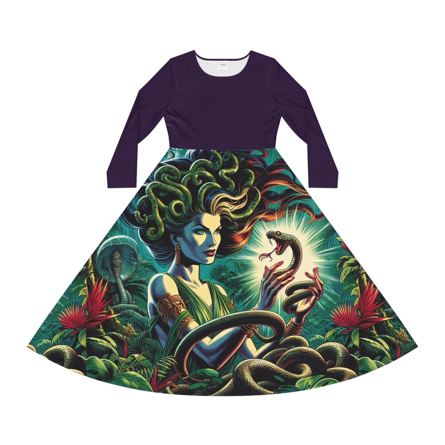 Gothic Women's Long Sleeve Dance Dress (AOP)
