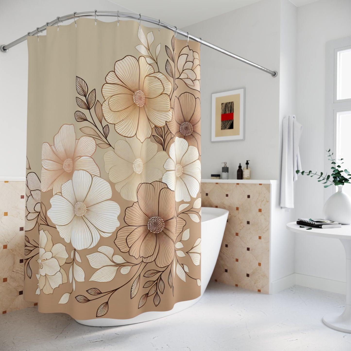 Floral Elegance Shower Curtain - Vintage Flower Design for Chic Bathrooms
