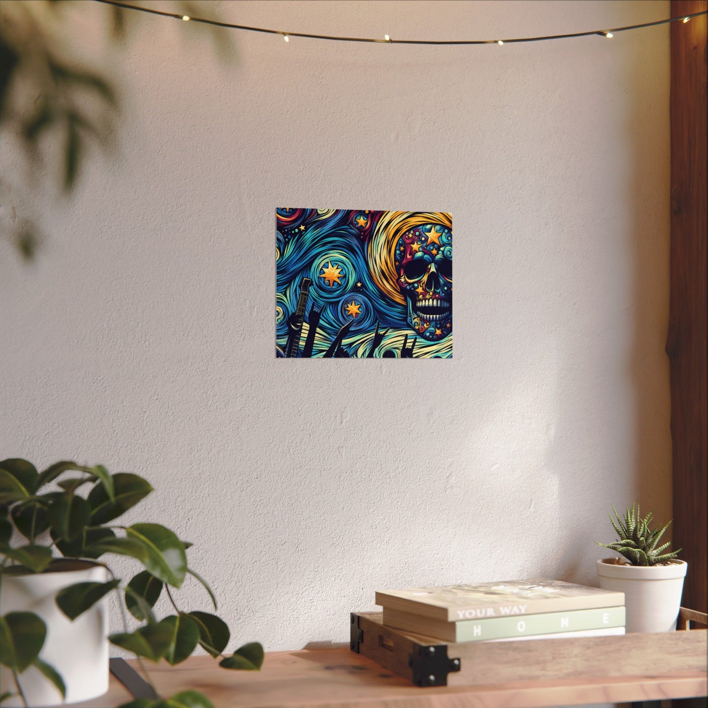 Midnight Rock N Roll Textured Watercolor Matte Posters