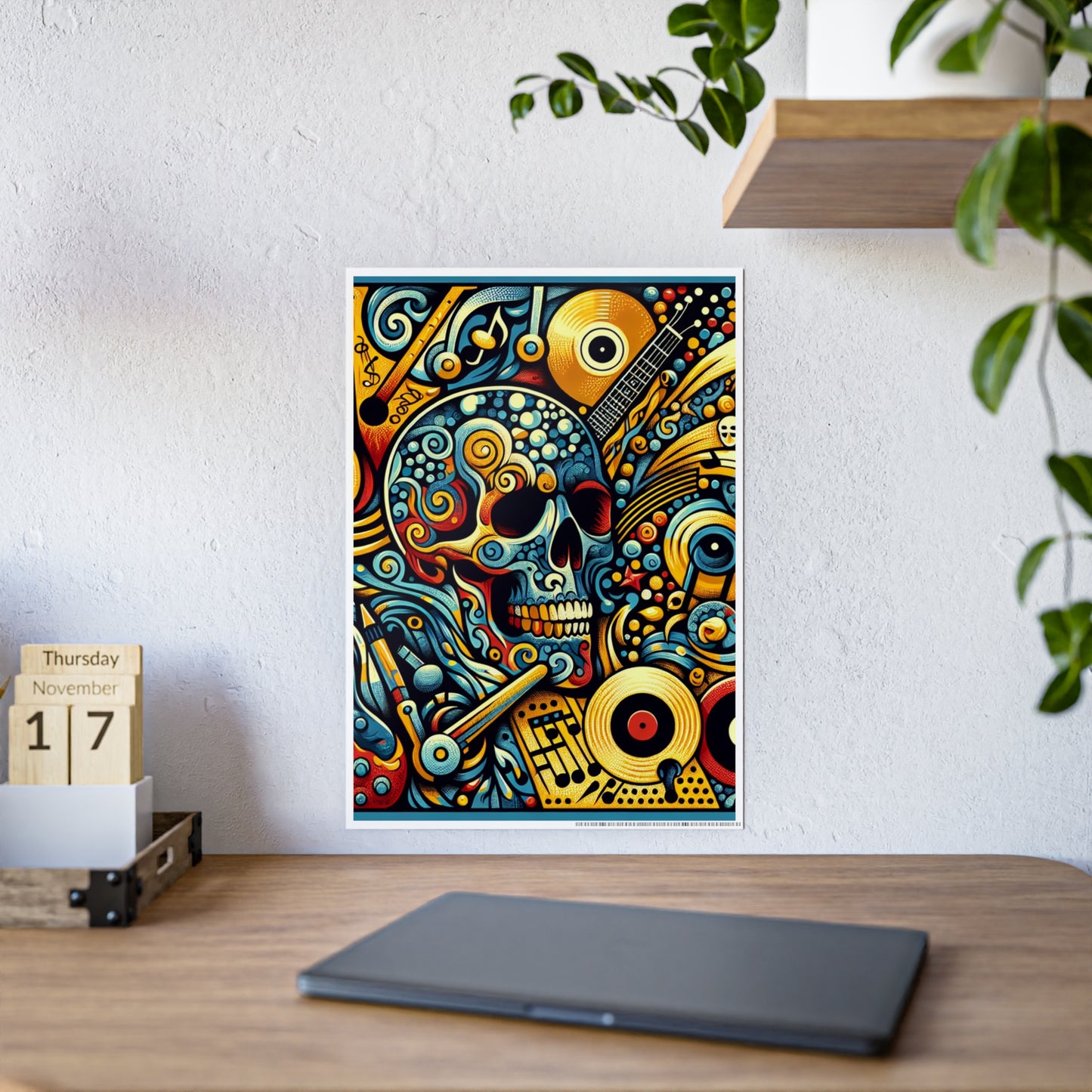 Skull Rock N Roll Gloss Posters