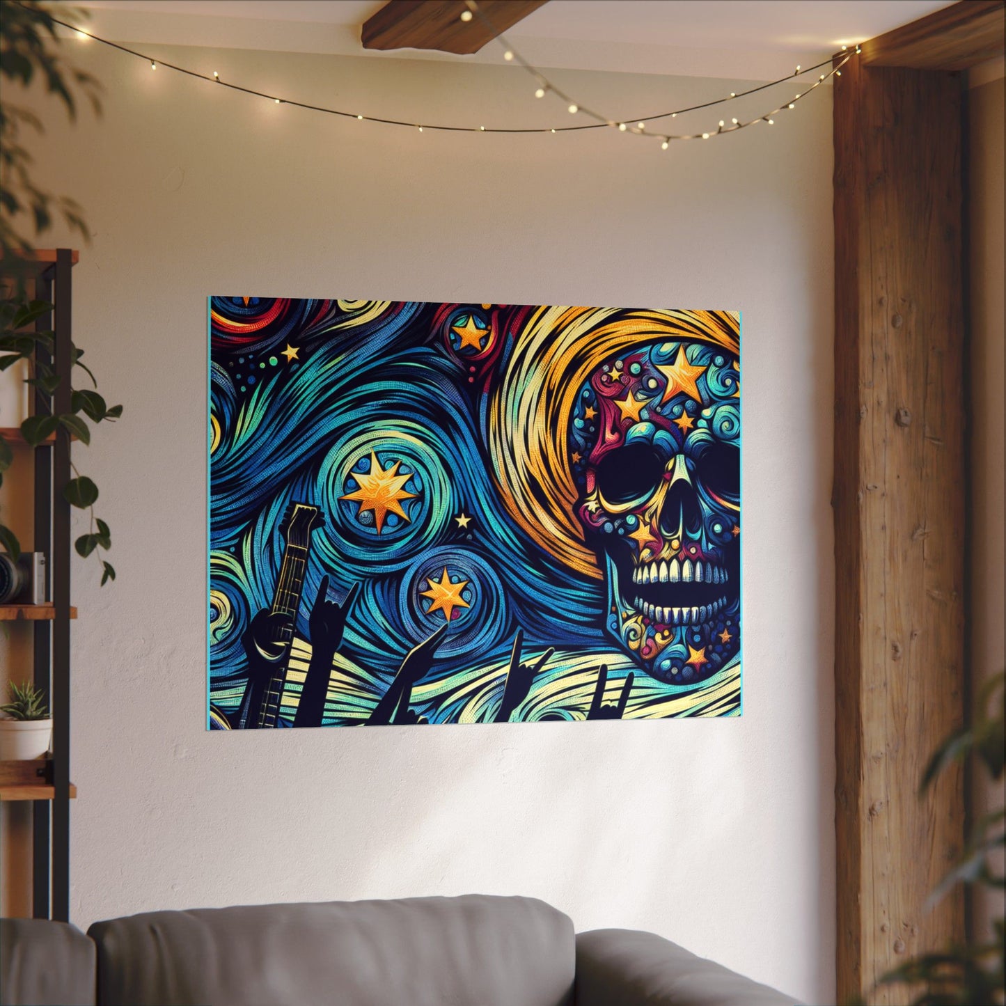 Midnight Rock N Roll Textured Watercolor Matte Posters