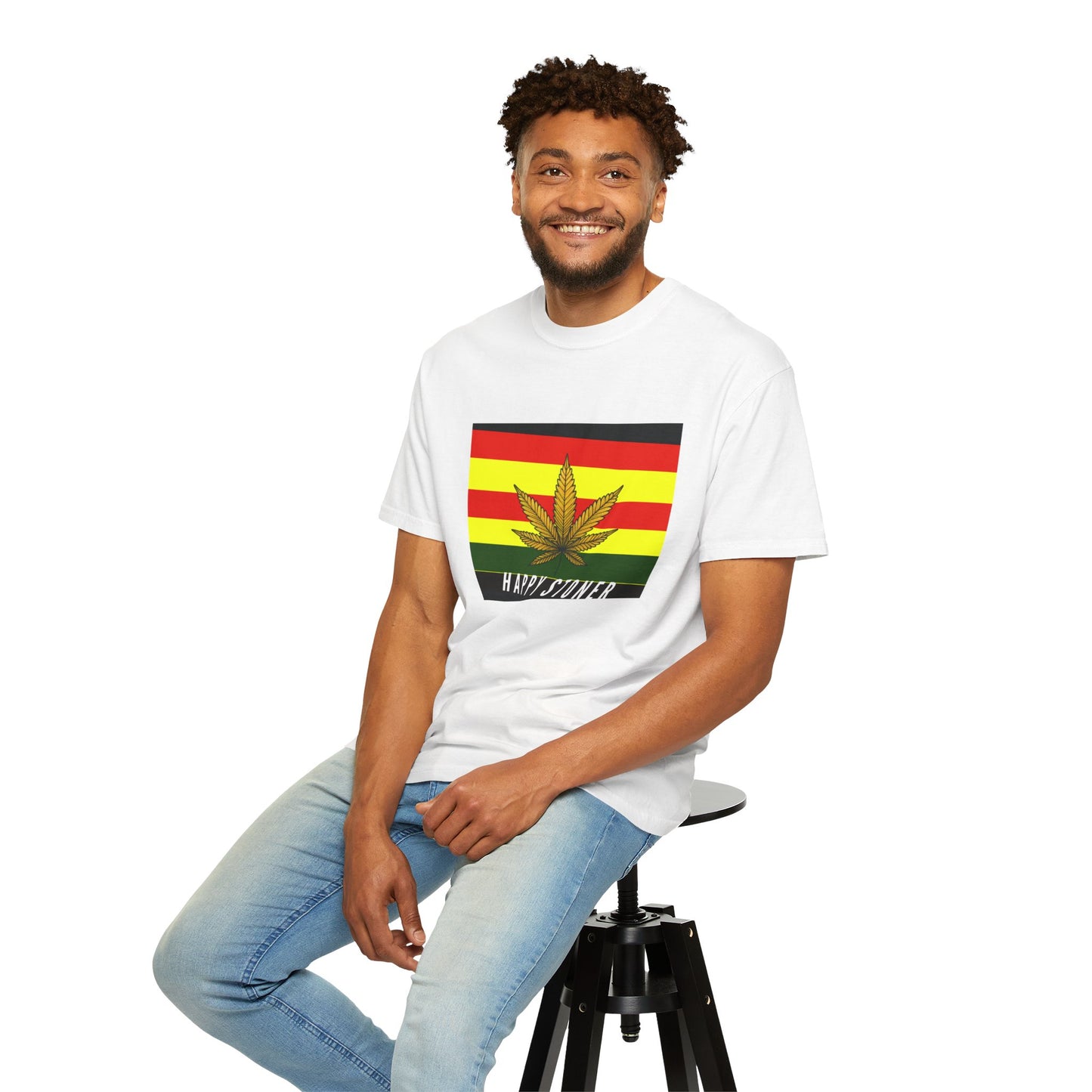 Happy Stoner Unisex Garment-Dyed T-shirt - Chill Vibes for Cannabis Enthusiasts