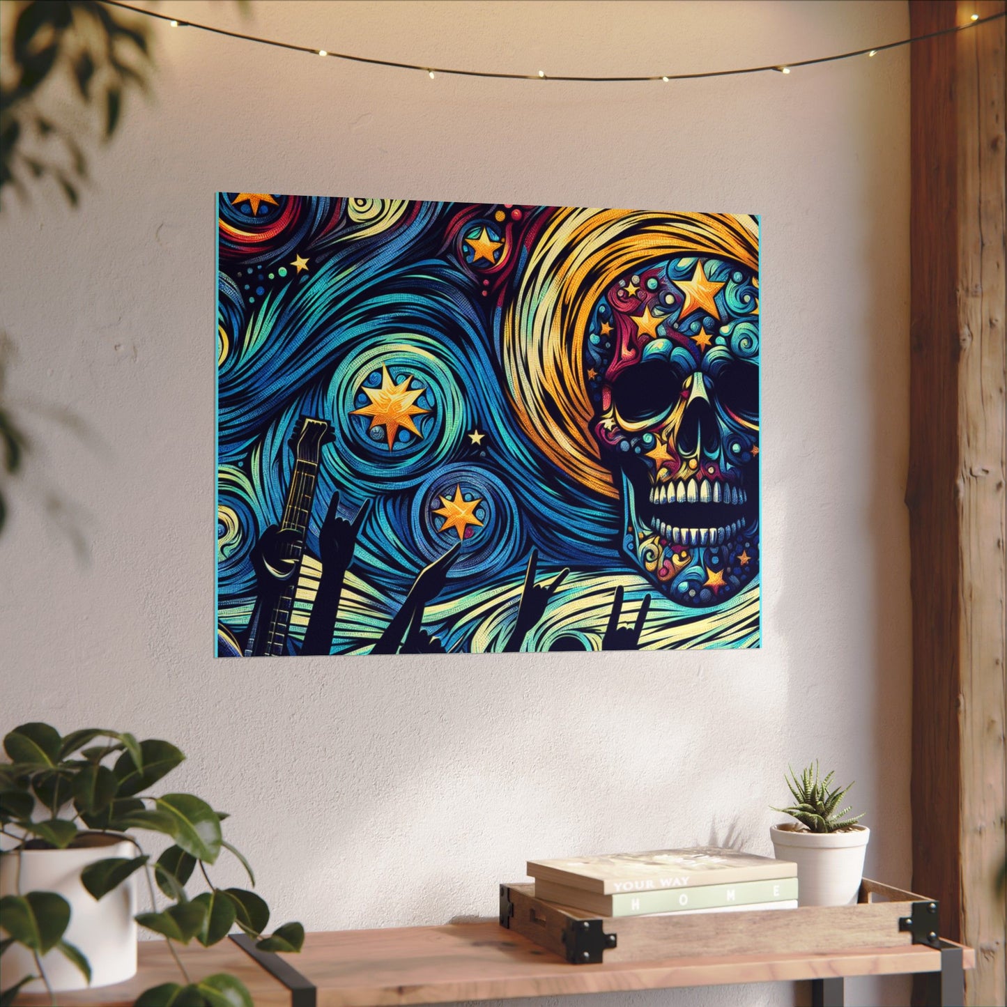 Midnight Rock N Roll Textured Watercolor Matte Posters