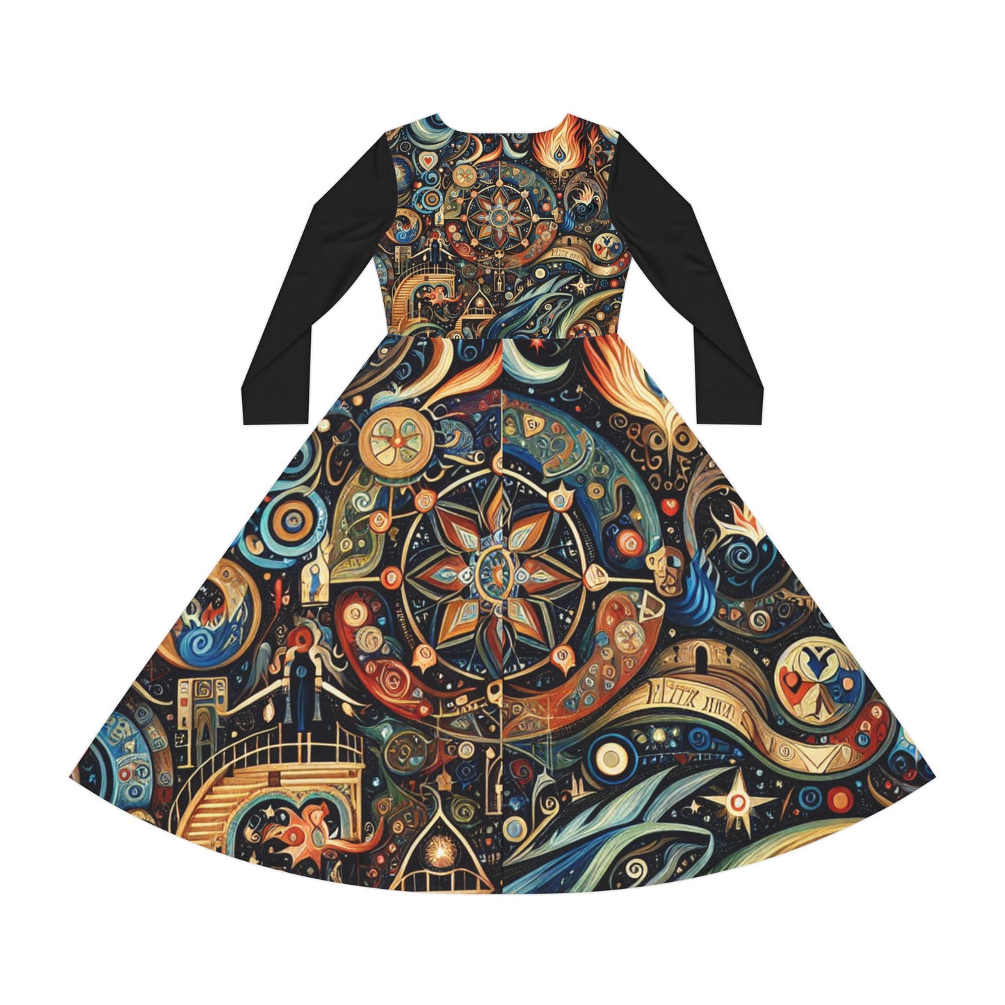 Gothic Women's Long Sleeve Dance Dress (AOP)