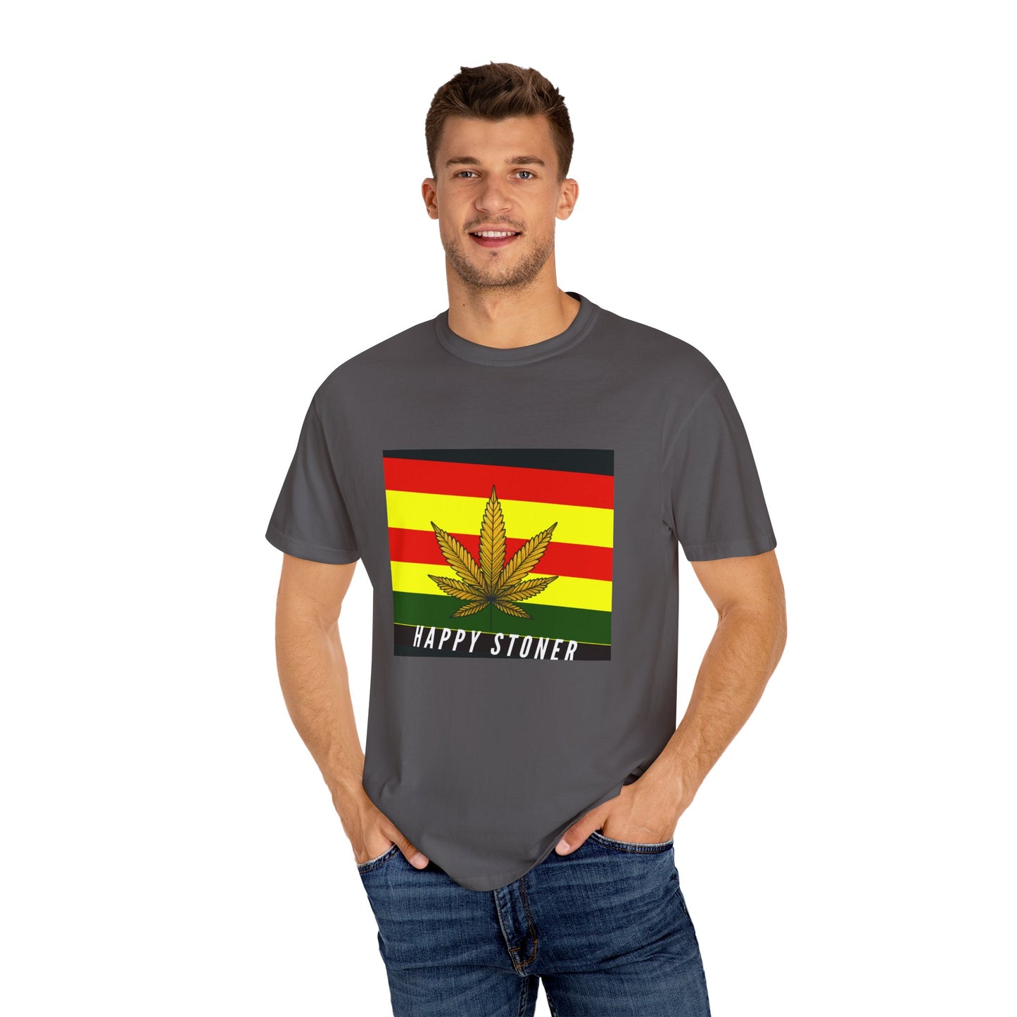 Happy Stoner Unisex Garment-Dyed T-shirt - Chill Vibes for Cannabis Enthusiasts