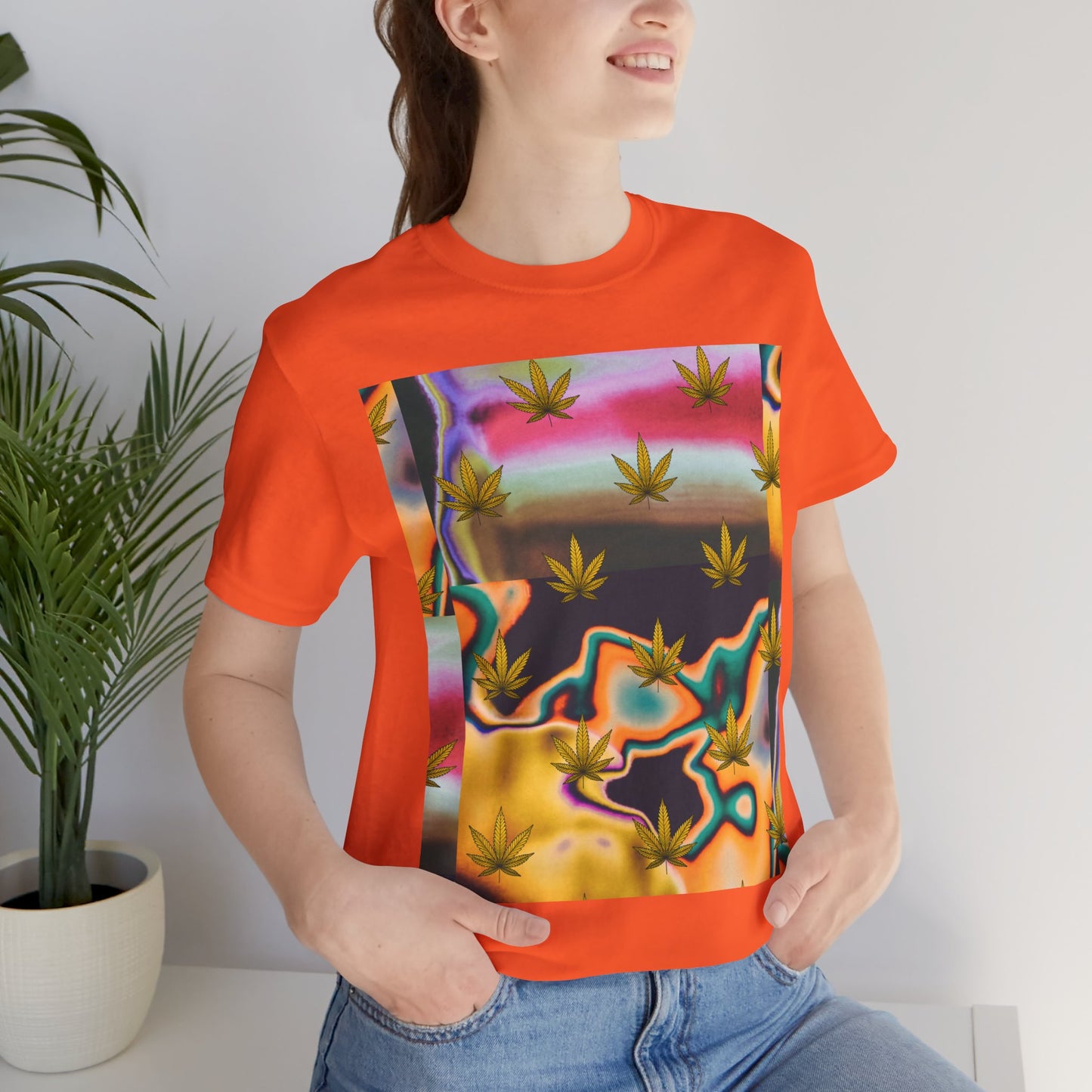 Vibrant Leaf Graphic Tee - Unisex Jersey Short Sleeve T-Shirt