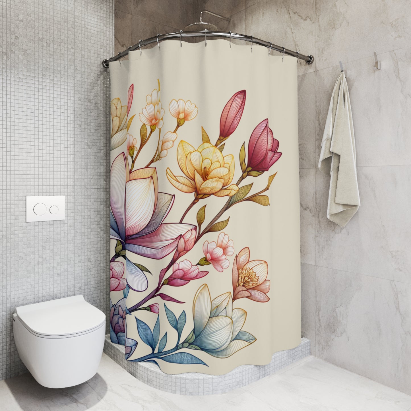 Elegant Floral Shower Curtain - Brighten Your Bathroom with Modern Decor