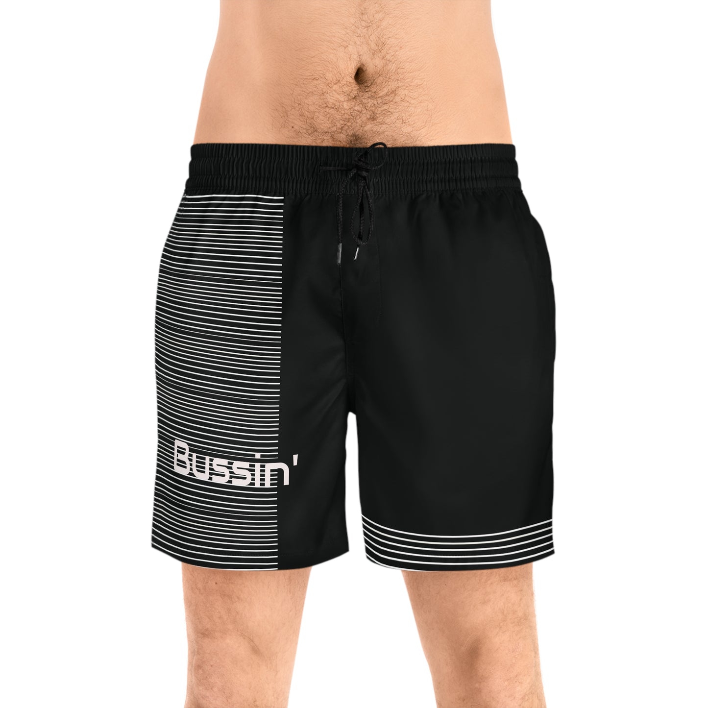 Bussin' Men's Mid-Length Swim Shorts - Stylish Striped Beachwear for Summer Fun