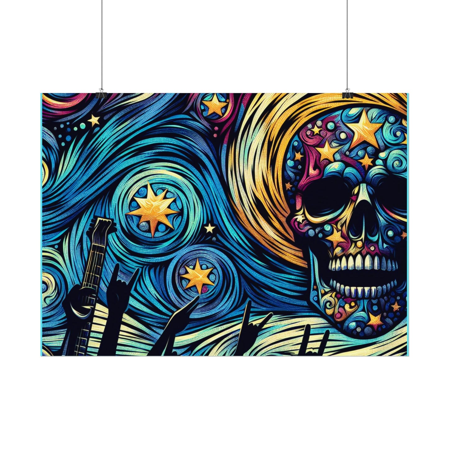 Midnight Rock N Roll Textured Watercolor Matte Posters