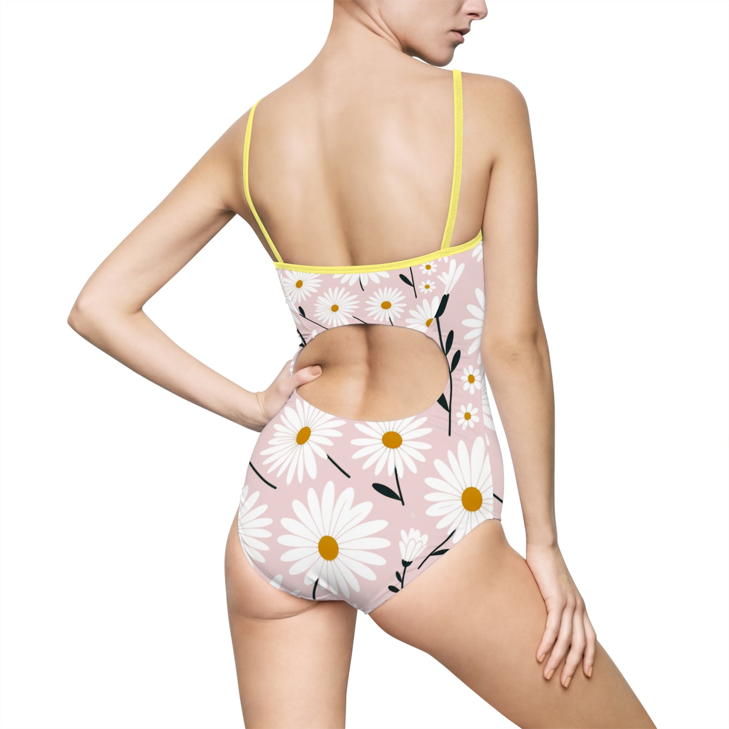 Floral Women’s One-Piece Swimsuit - Summer Beachwear with Daisy Print