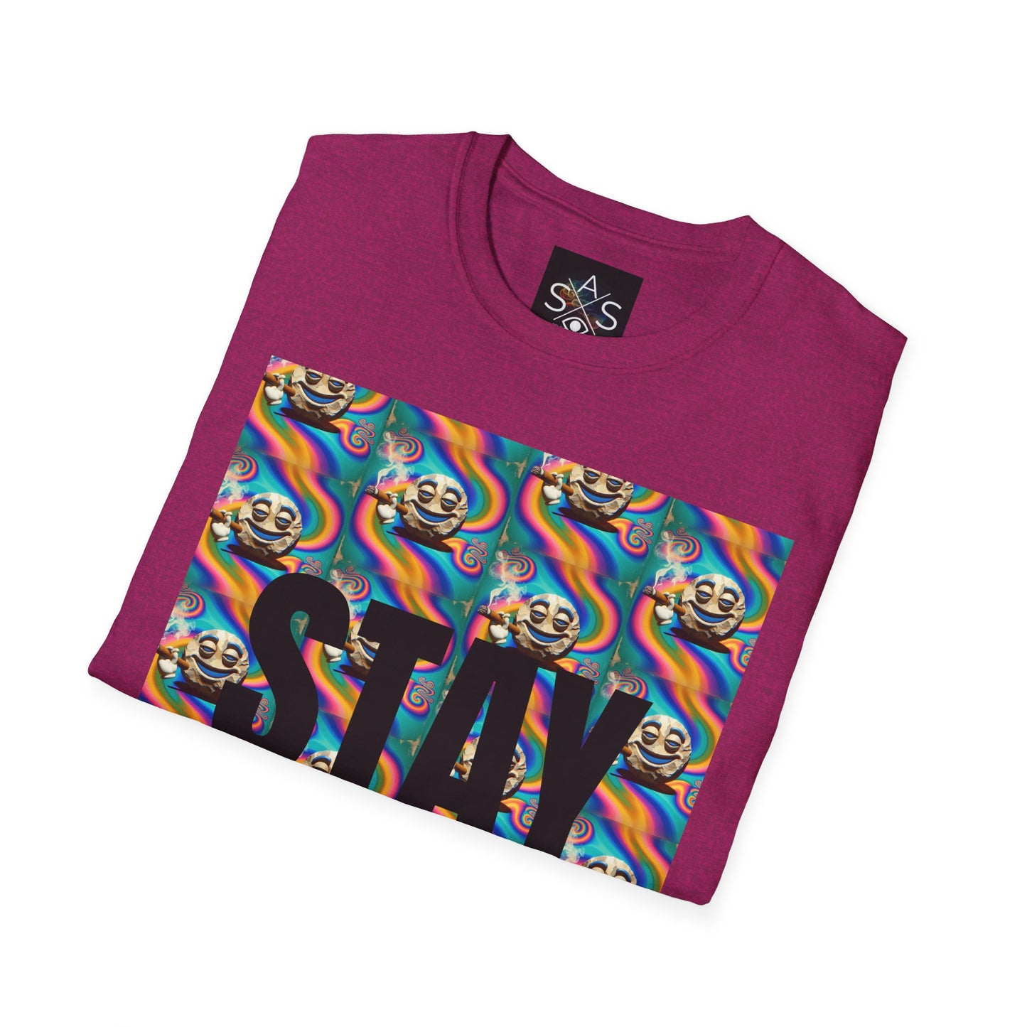 Stay Stoned Unisex Softstyle T-Shirt - Retro Vibe Graphic Tee for Fun Gatherings