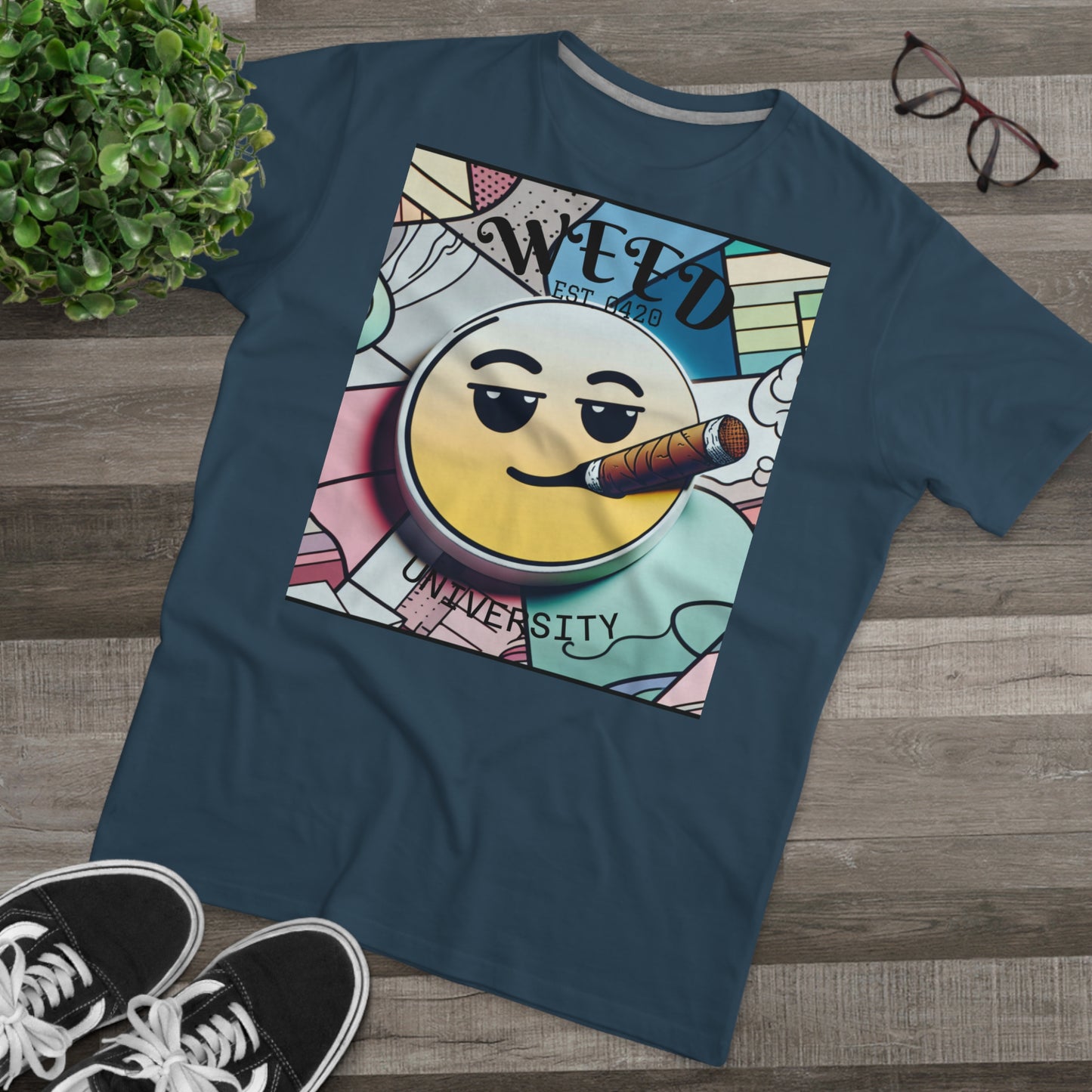 Cozy Weed University Tee - Modern Fit Cannabis T-Shirt for Fun Lovers