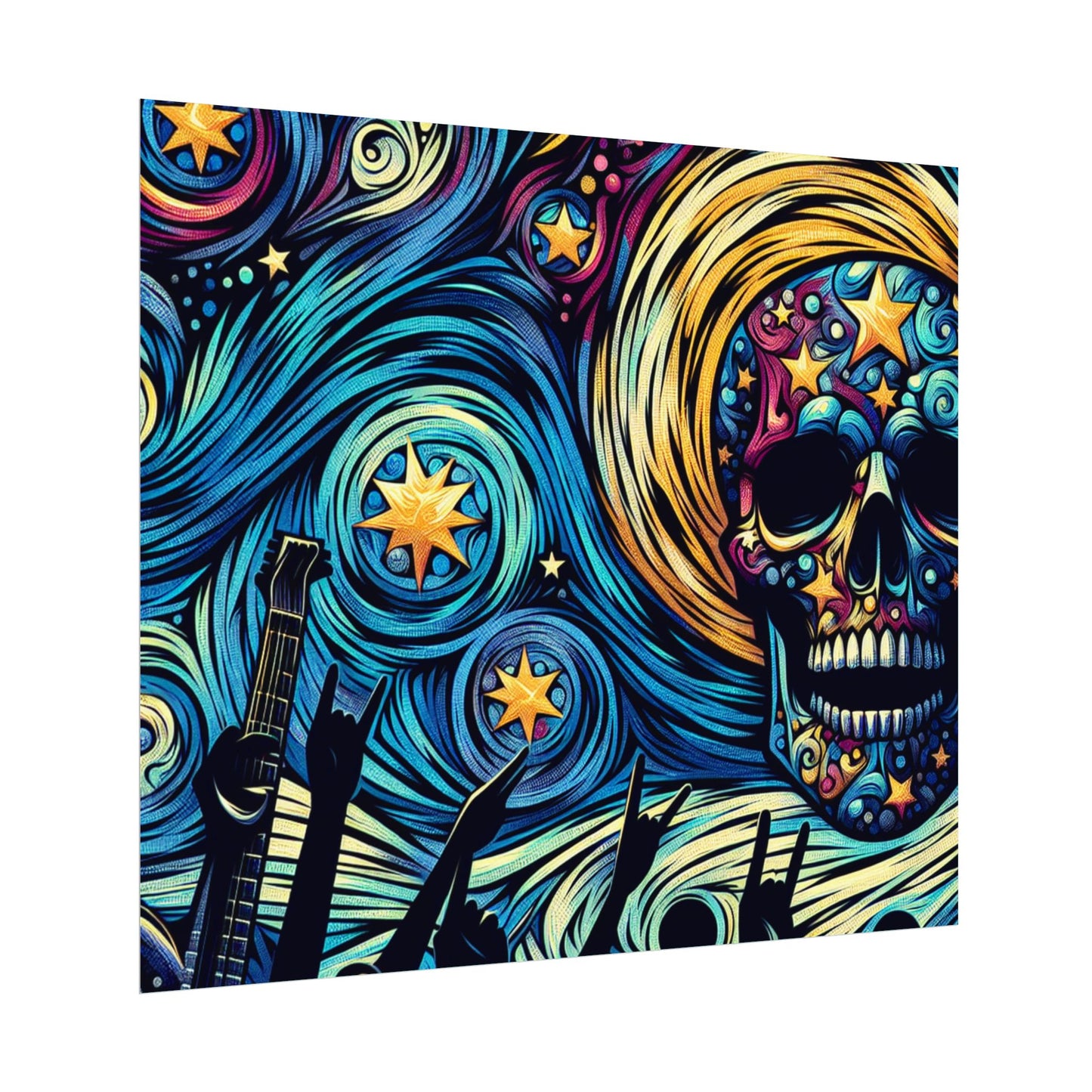 Midnight Rock N Roll Textured Watercolor Matte Posters