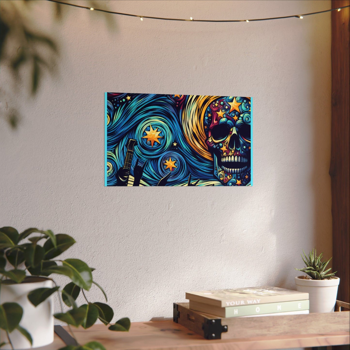 Midnight Rock N Roll Textured Watercolor Matte Posters