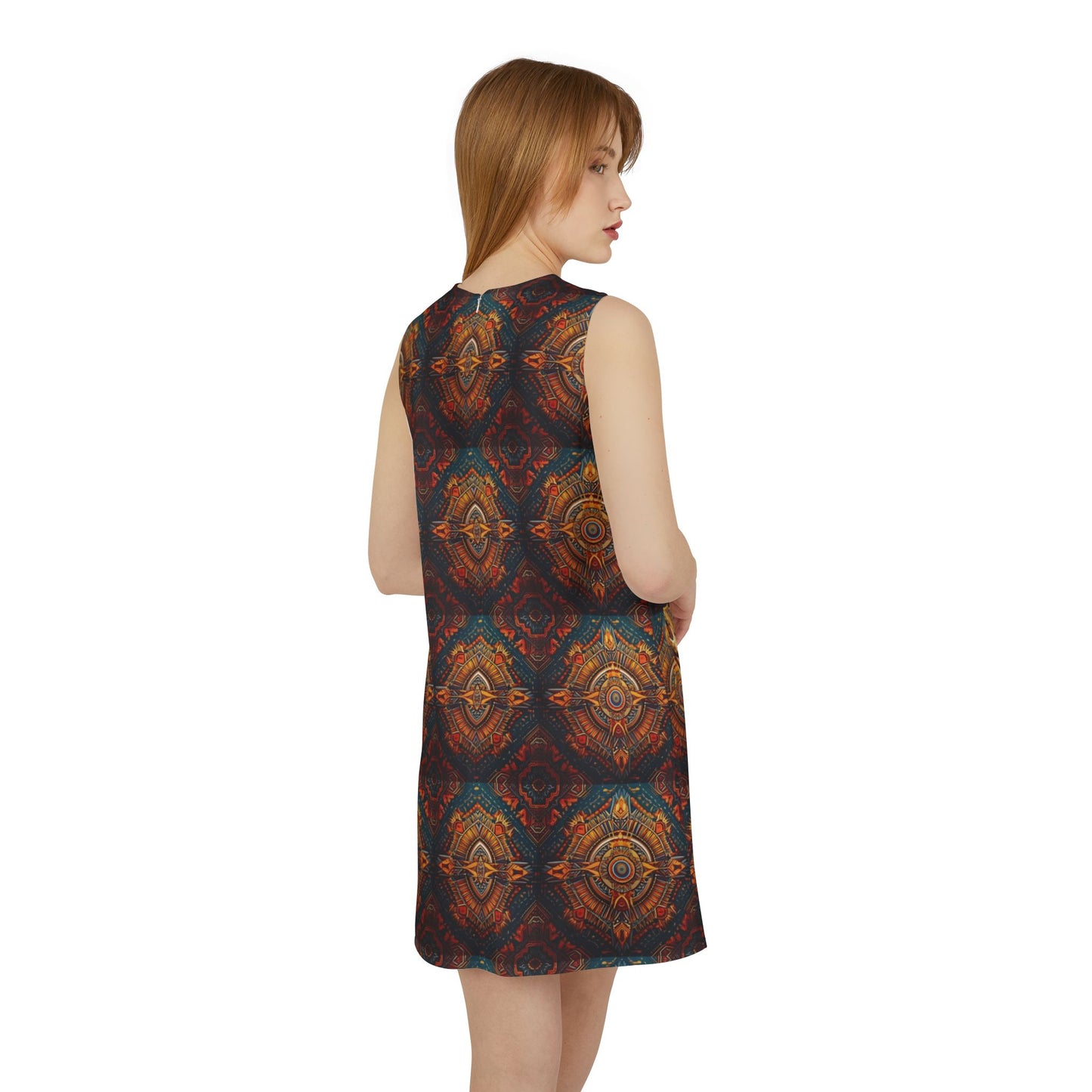 Azteca God A-line Sleeveless Dress (AOP)