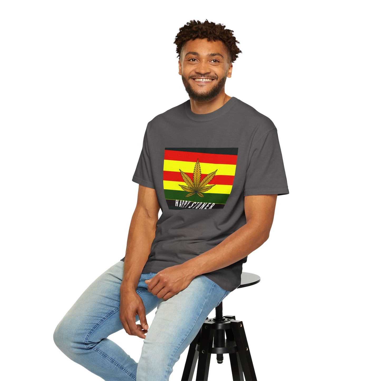 Happy Stoner Unisex Garment-Dyed T-shirt - Chill Vibes for Cannabis Enthusiasts