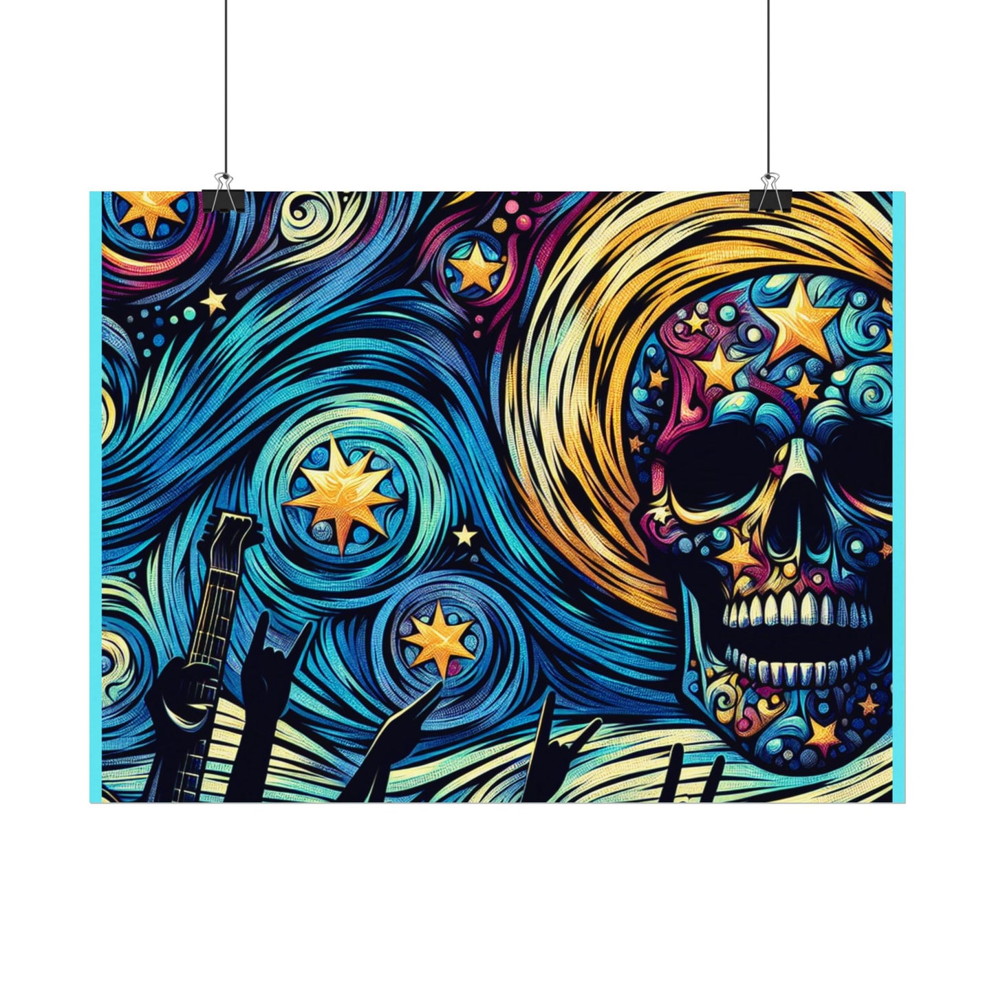 Midnight Rock N Roll Textured Watercolor Matte Posters