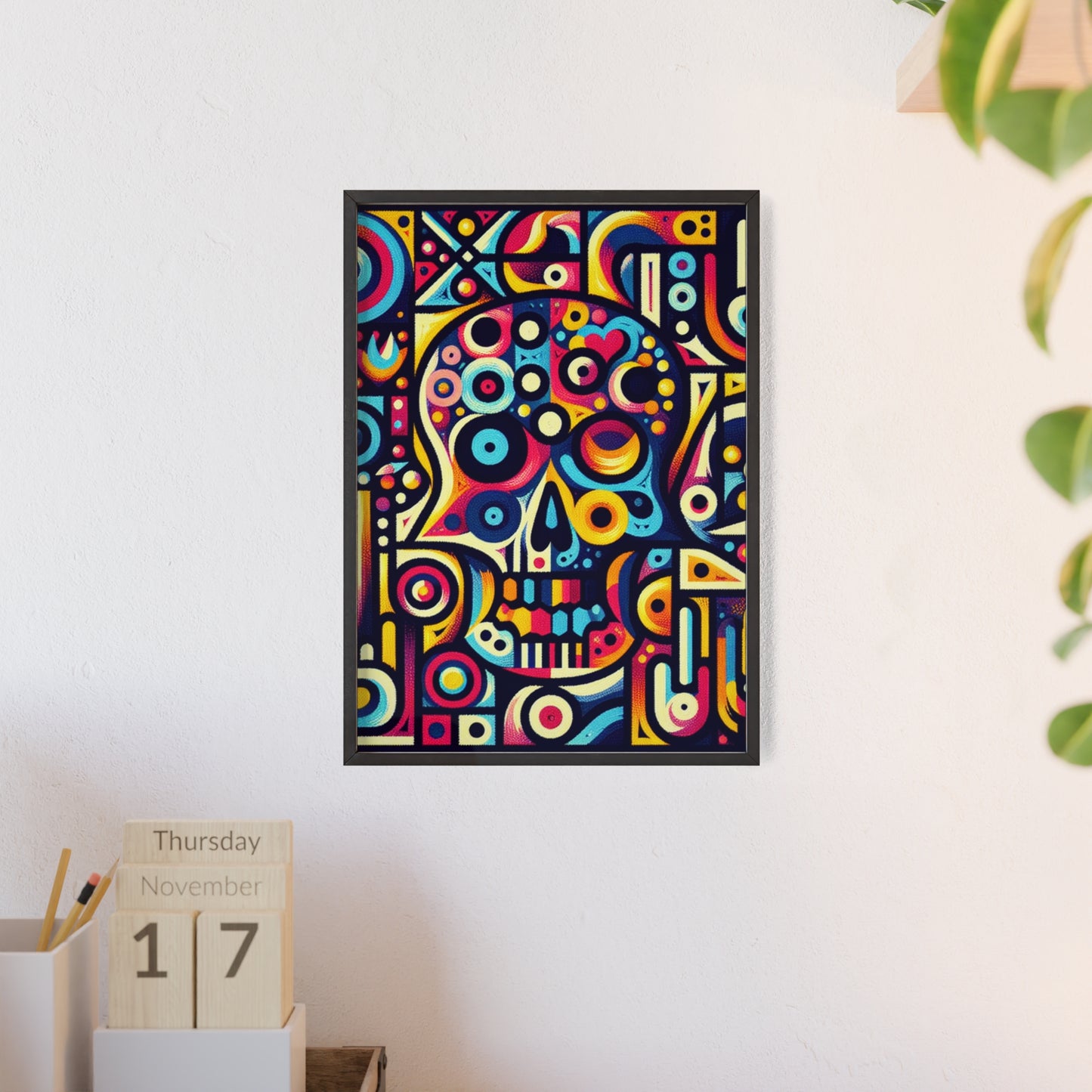 Skull Rock N Roll Posters with Wooden Frame