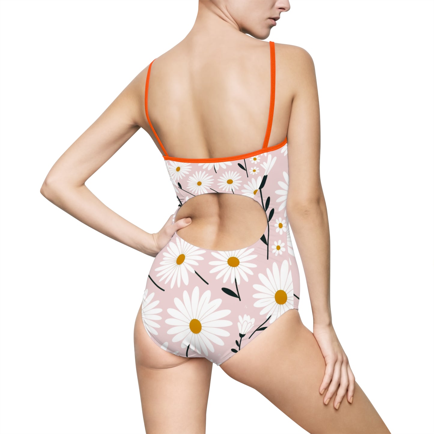 Floral Women’s One-Piece Swimsuit - Summer Beachwear with Daisy Print
