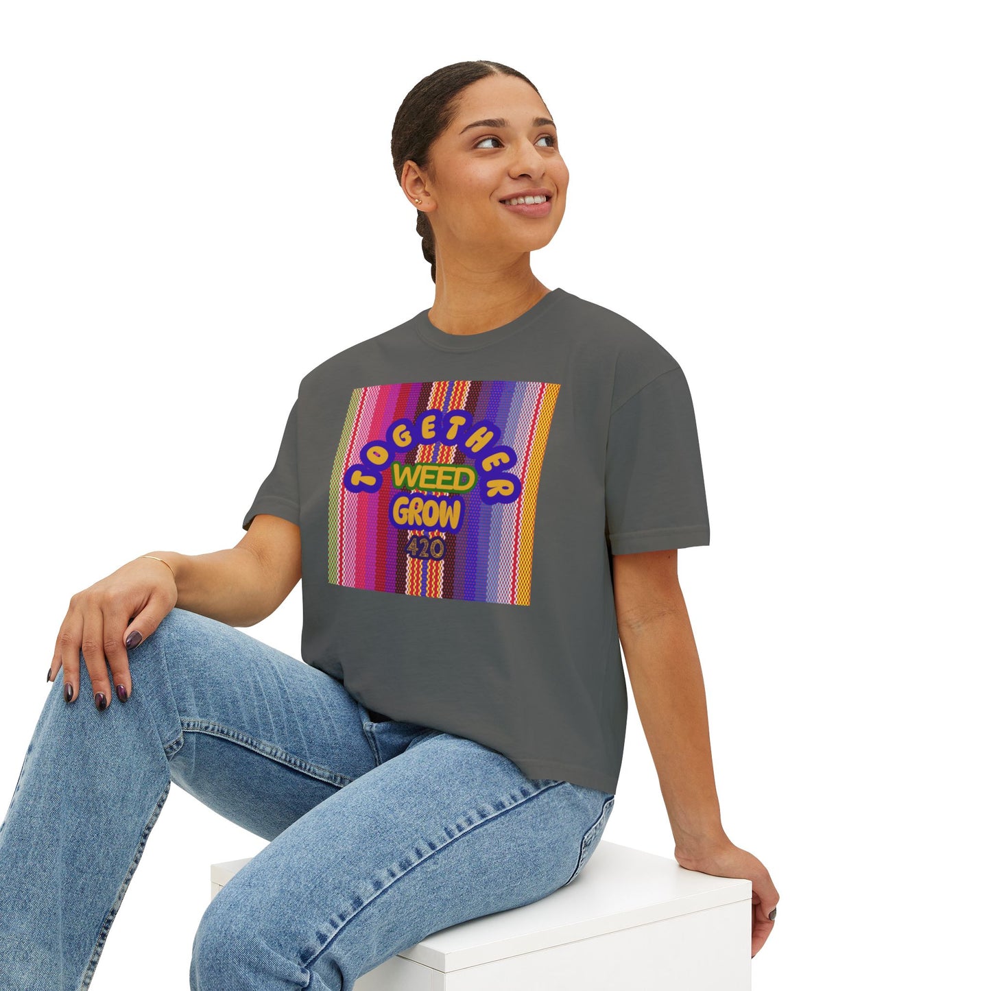 Women's Boxy Tee - Together We Grow Weed Design